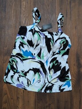 NWT Ocean Blues Abstract Floral Print Tankini Swim Top - XL - MSRP $129.99